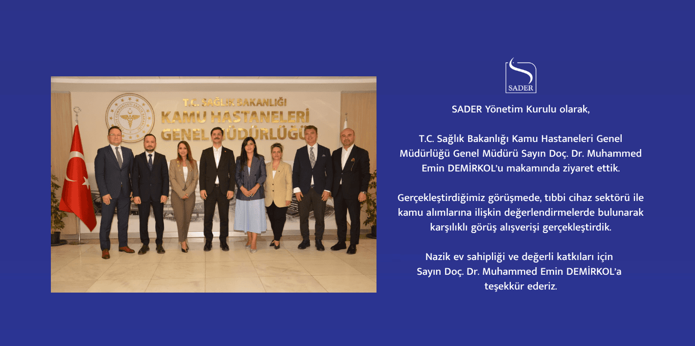 T.C. Sağlık Bakanlığı Kamu Hastaneleri Genel Müdürlüğü Genel Müdürü Sayın Doç. Dr. Muhammed Emin DEMİRKOL’u makamında ziyaret ettik.